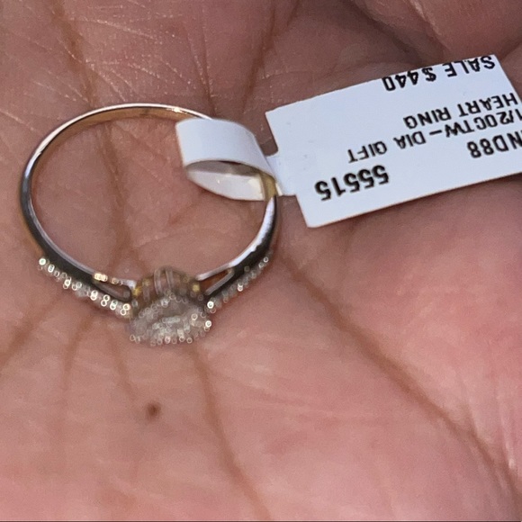 10K YELLOW GOLD REAL DIAMOND SLENDER HEART RING NOT PLATED NOT CZ FREE APPRAISAL - Picture 4 of 9